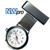 NW-Pro Lapel Nurse Watch - White Dial - Water Resistant - Wide Braid - Gunmetal