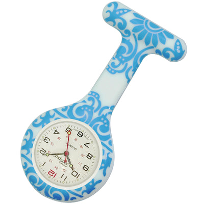 Silicone Pin-on Nurse Watch - Brocade - Non-Glass Dial