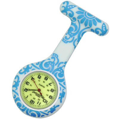 Silicone Pin-on Nurse Watch - Brocade - Sweeping Luminescent Dial