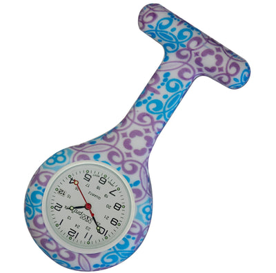 Silicone Pin-on Nurse Watch - Pattern - White Date Dial