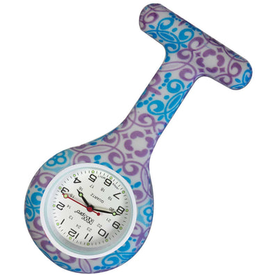 Silicone Pin-on Nurse Watch - Pattern - White Dial