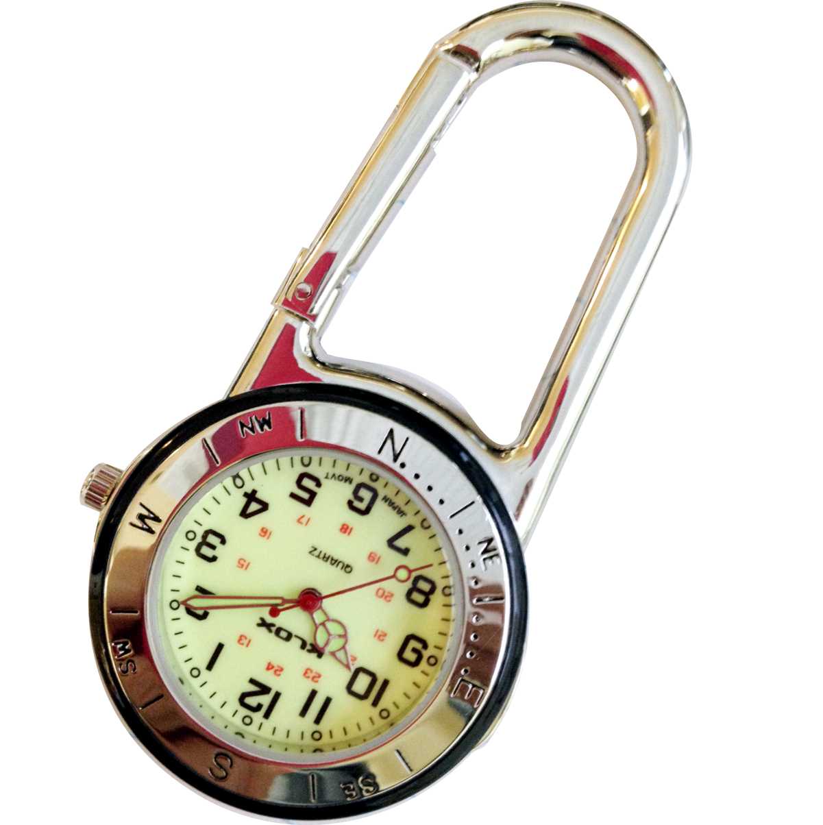 Silver Bezel Belt Fob Watch - Luminescent Dial