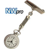 NW-Pro Lapel Nurse Watch - White Dial - Water Resistant - Braided - Silver Tone