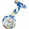 Silicone Pin-on Nurse Watch - Floral Pattern - White Dial