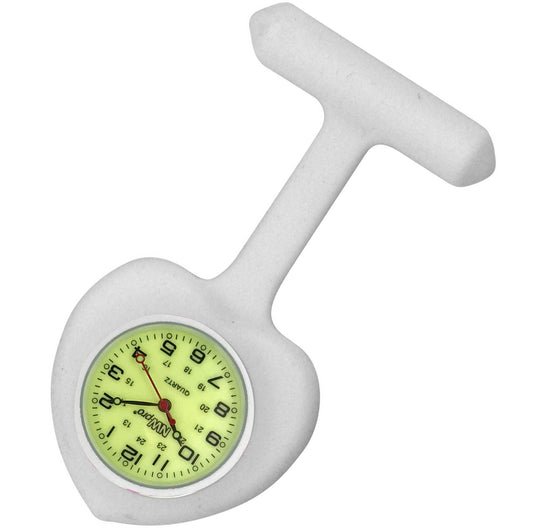 Heart Silicone Pin-On Nurse Watch - Sweeping Luminescent Dial