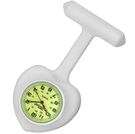 Heart Silicone Pin-On Nurse Watch - Luminescent Dial