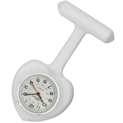 Heart Silicone Pin-On Nurse Watch - Sweeping White Dial