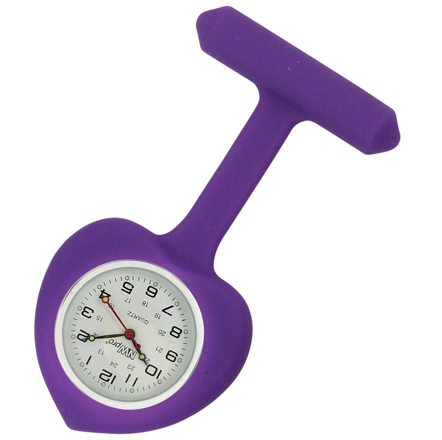Heart Silicone Pin-On Nurse Watch - Non-Glass Dial