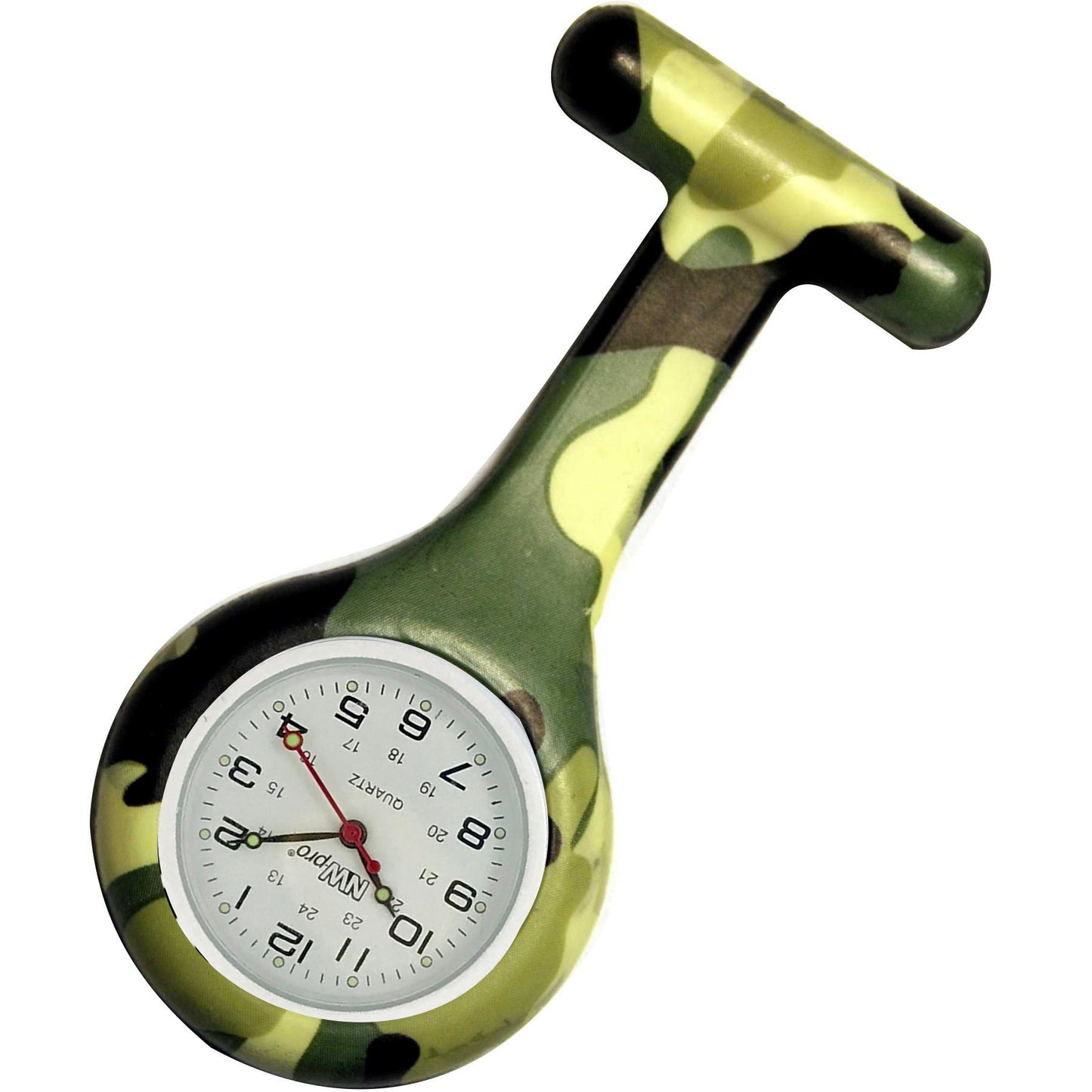 Silicone Pin-on Nurse Watch - Pattern - Sweeping White Dial