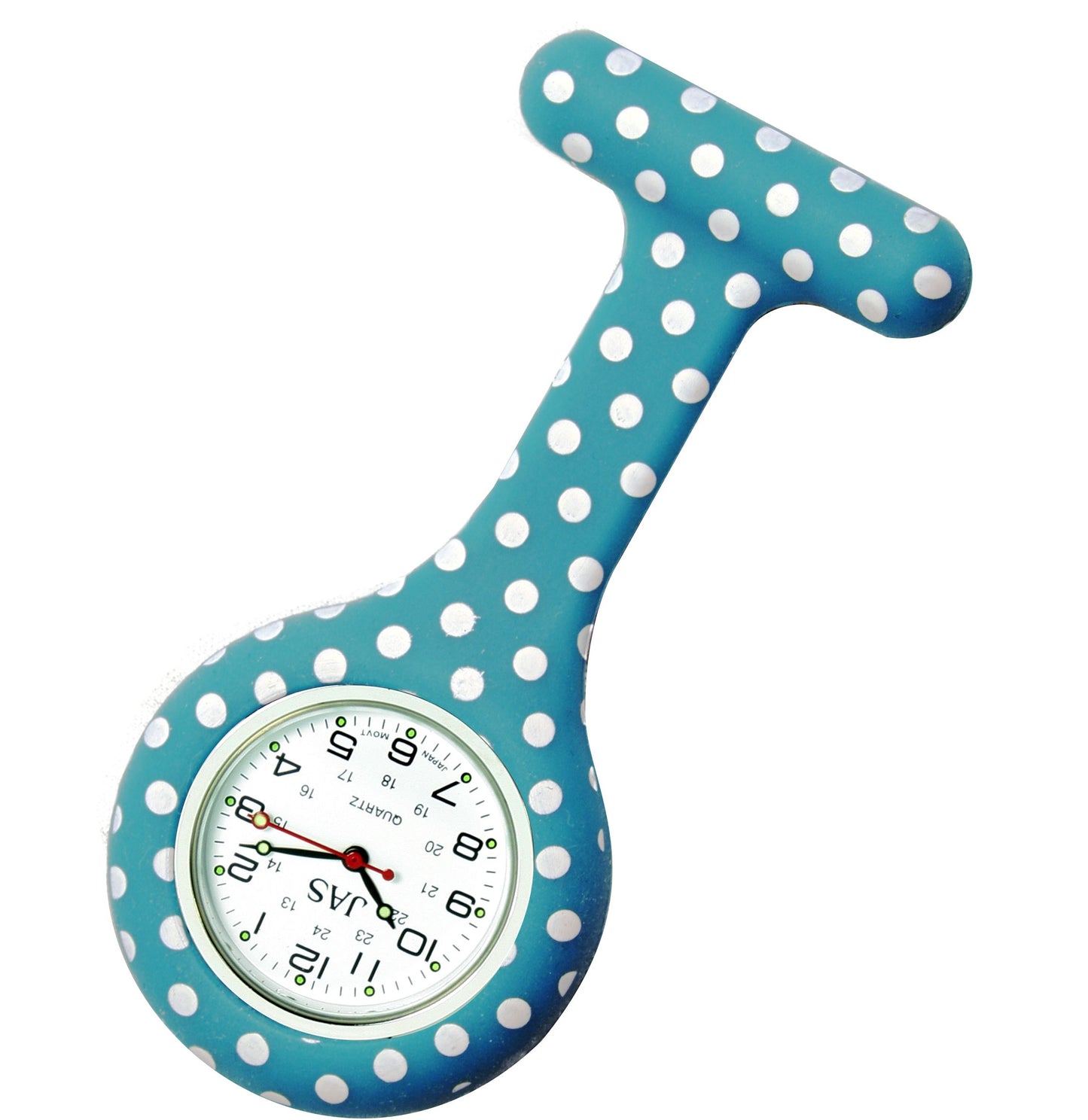 Silicone Pin-on Nurse Watch - Polka Dot - White Dial