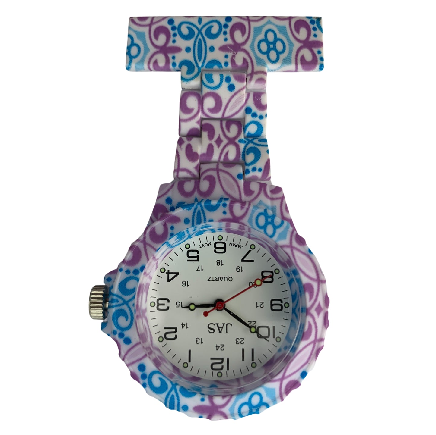 Pin-on Lightweight Plastic Nurse Watch - Fun Patterned