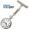 NW-Pro Lapel Nurse Watch - Large White Dial - Water Resistant - Braided - Silver Tone