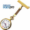 NW-Pro Lapel Nurse Watch - Large White Dial - Water Resistant - Braided - Gold Tone