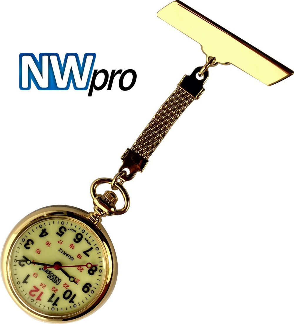 Metallic Pinon Nurse Watch D Link Gold with White Dial
