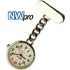 NW-Pro Lapel Nurse Watch - White Dial - Water Resistant - Chained - Silver