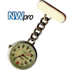 NW-Pro Lapel Nurse Watch - Large Glow-in-the-Dark Dial - Water Resistant - Chained - Silver