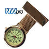 NW-Pro Lapel Nurse Watch - Glow-in-the-Dark Dial - Water Resistant - Wide Braid - Rose Gold