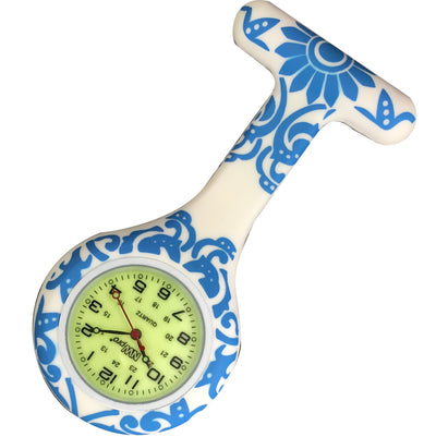 Silicone Pin-on Nurse Watch - Brocade - Sweeping Luminescent Dial