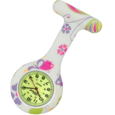 Silicone Pin-on Nurse Watch - Animal Print - Sweeping Luminescent Dial
