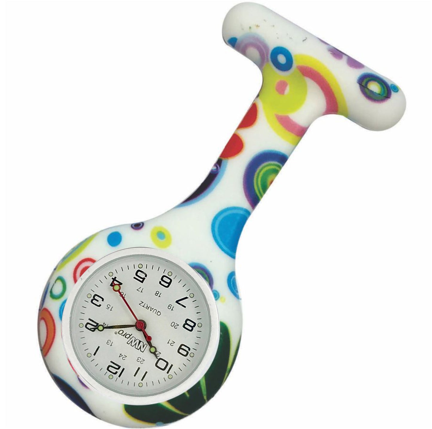 Silicone Pin-on Nurse Watch - Pattern - Non-Glass Dial