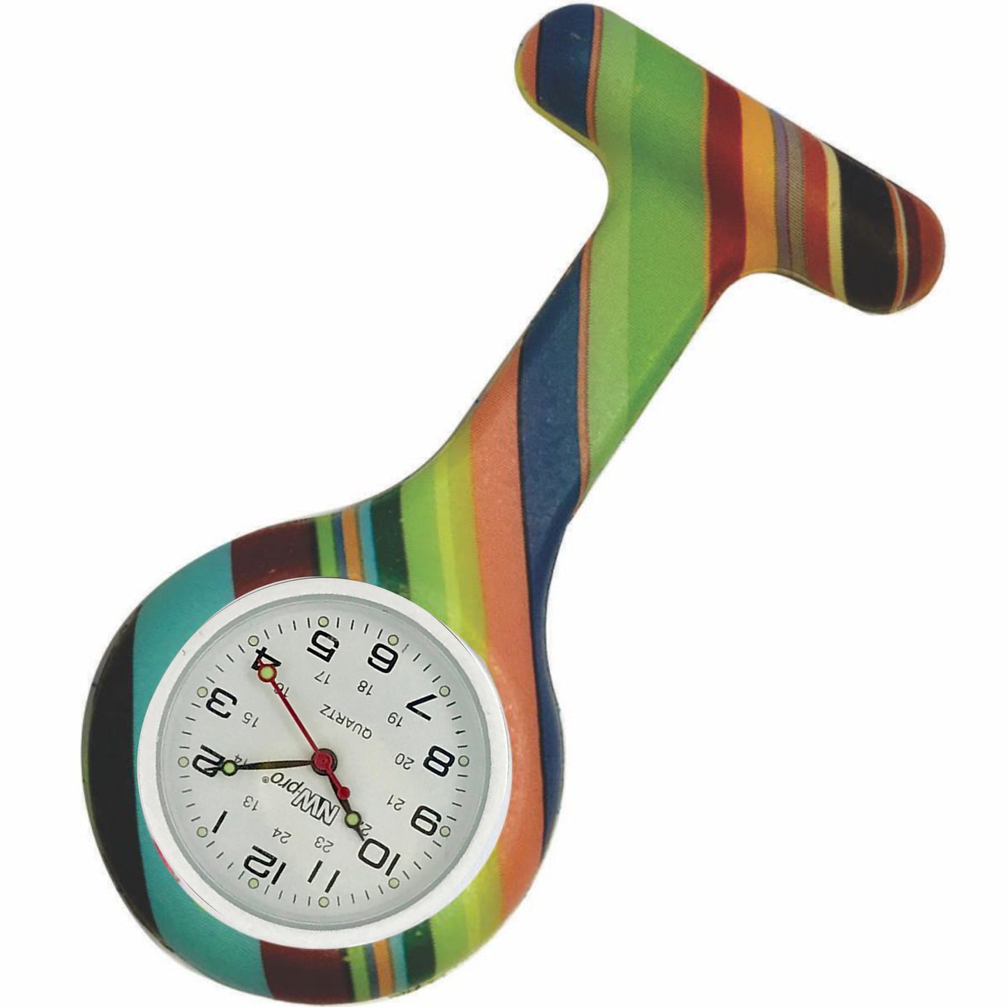 Silicone Pin-on Nurse Watch - Pattern - Non-Glass Dial