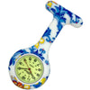 Silicone Pin-on Nurse Watch - Floral Pattern - Sweeping Luminescent Dial