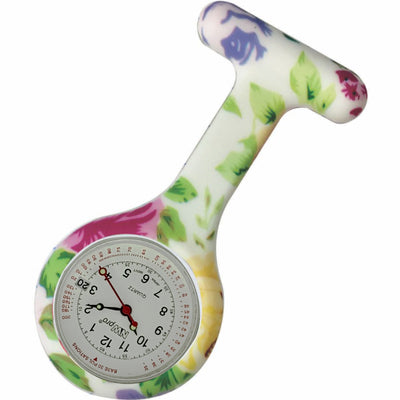 Silicone Pin-on Nurse Watch - Floral Pattern - Base 30 Dial