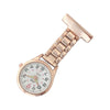 Metallic Pin-on Nurse Watch - Linked - Rose Gold with White Dial