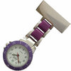 Metallic Pin-on Nurse Watch - Linked Silver -Purple