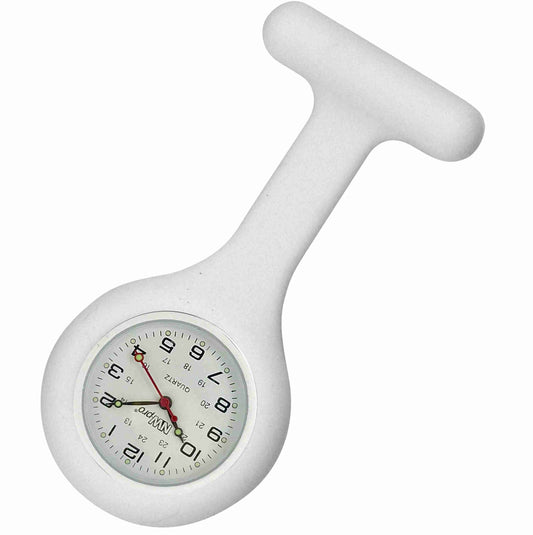 Silicone Pin-on Nurse Watch - Sweeping White Dial