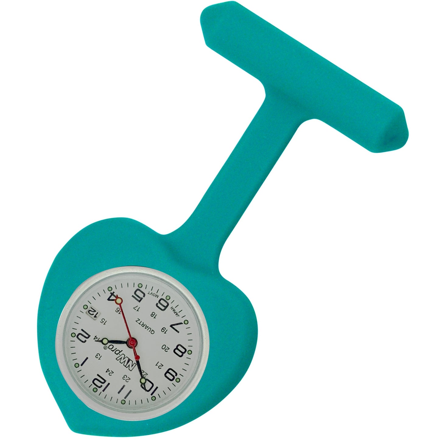 Heart Silicone Pin-On Nurse Watch - White Date Dial