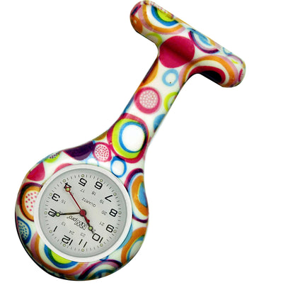 Silicone Pin-on Nurse Watch - Pattern - Non-Glass Dial