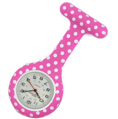 Silicone Pin-on Nurse Watch - Polka Dot - Non-Glass Dial