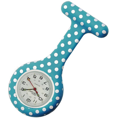 Silicone Pin-on Nurse Watch - Polka Dot - Sweeping White Dial