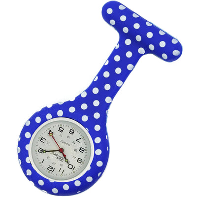 Silicone Pin-on Nurse Watch - Polka Dot - Sweeping White Dial