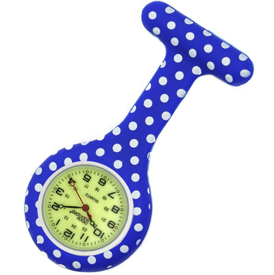 Silicone Pin-on Nurse Watch - Polka Dot - Luminescent Dial