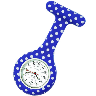 Silicone Pin-on Nurse Watch - Polka Dot - White Dial