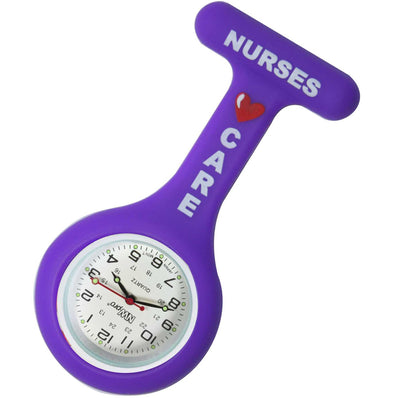 Silicone Pin-on Nurse Watch - Round Nurses Care - White Dial