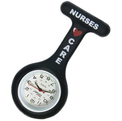 Silicone Pin-on Nurse Watch - Round Nurses Care - White Dial
