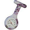 Silicone Pin-on Nurse Watch - Floral Pattern - Sweeping White Dial