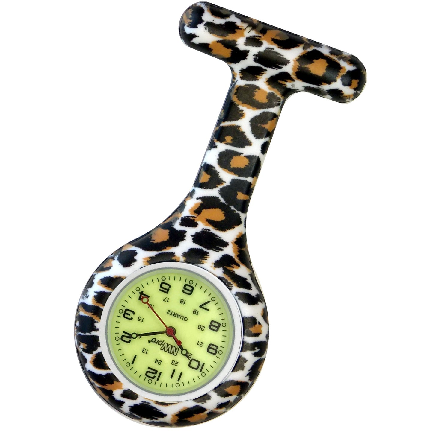 Silicone Pin-on Nurse Watch - Animal Print - Luminescent Dial
