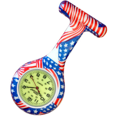 Silicone Pin-on Nurse Watch - Pattern - Sweeping Luminescent Dial