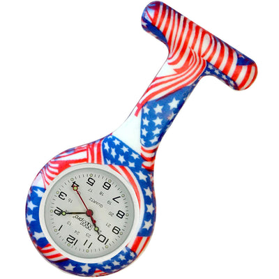 Silicone Pin-on Nurse Watch - Pattern - Non-Glass Dial